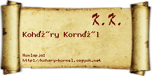 Koháry Kornél névjegykártya