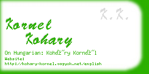 kornel kohary business card